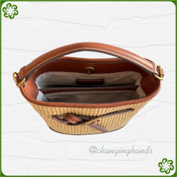 MANGO Raffia-Effect Bucket Crossbody Bag - Picture 7 of 9